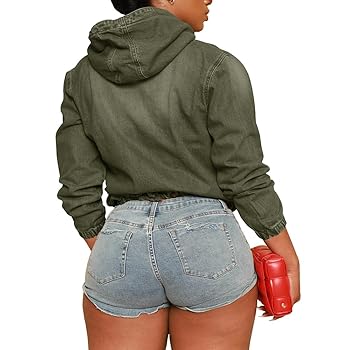 Amazon.com: Aomice Women Half Zip Denim Hoodie Pullover